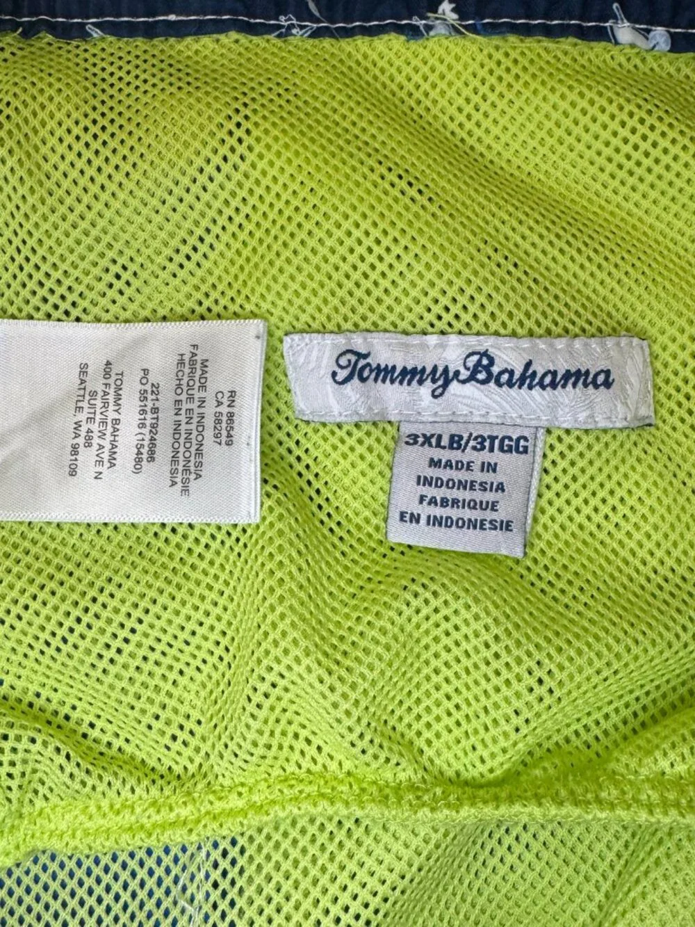 Tommy Bahama Men's 3XLB Blue Cargo Swim Trunks Board Shorts